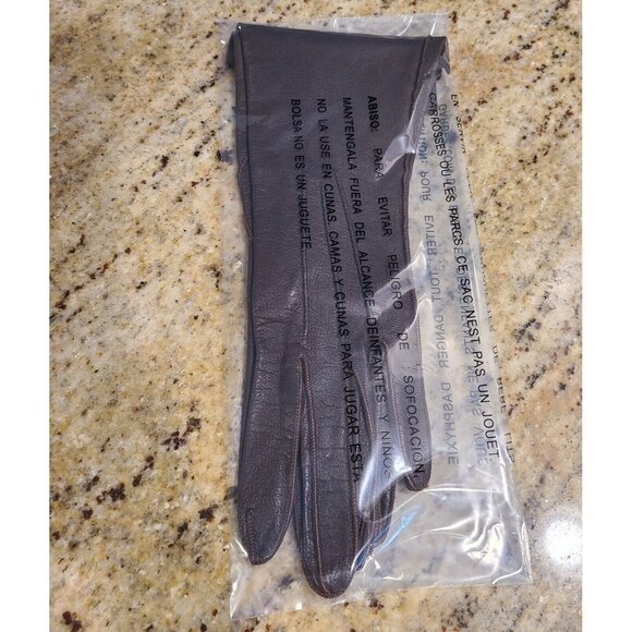 Vintage Size XS 5 3/4 Brown Soft Leather Formal 10" Long Gloves Scallop Edge - Picture 12 of 12